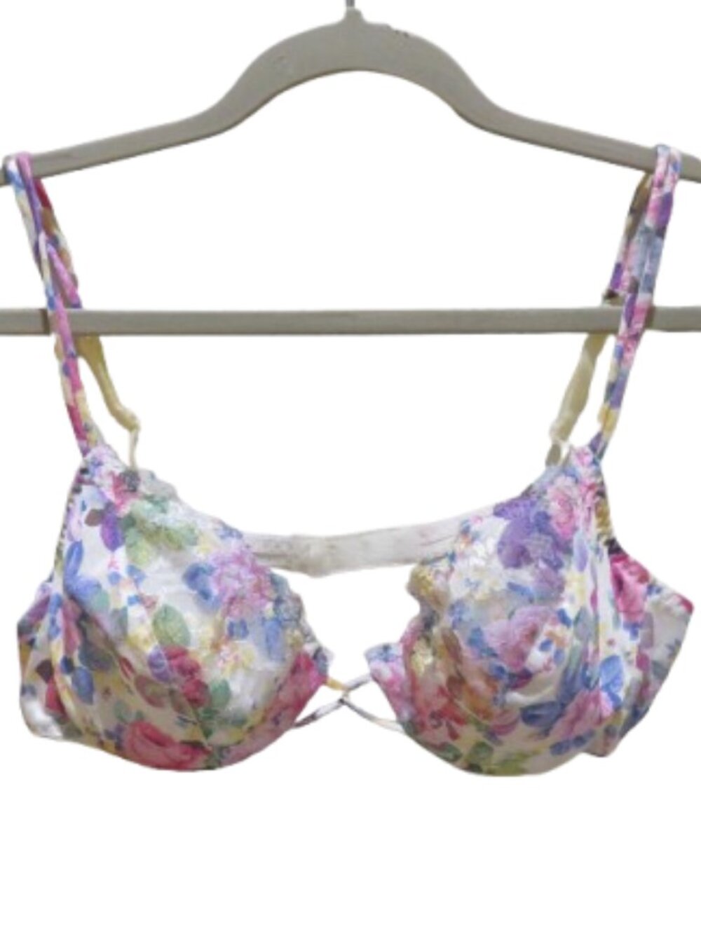 VINTAGE JACLYN SMITH Floral Lace Bra Size 36B Feminine Cottage Coquette